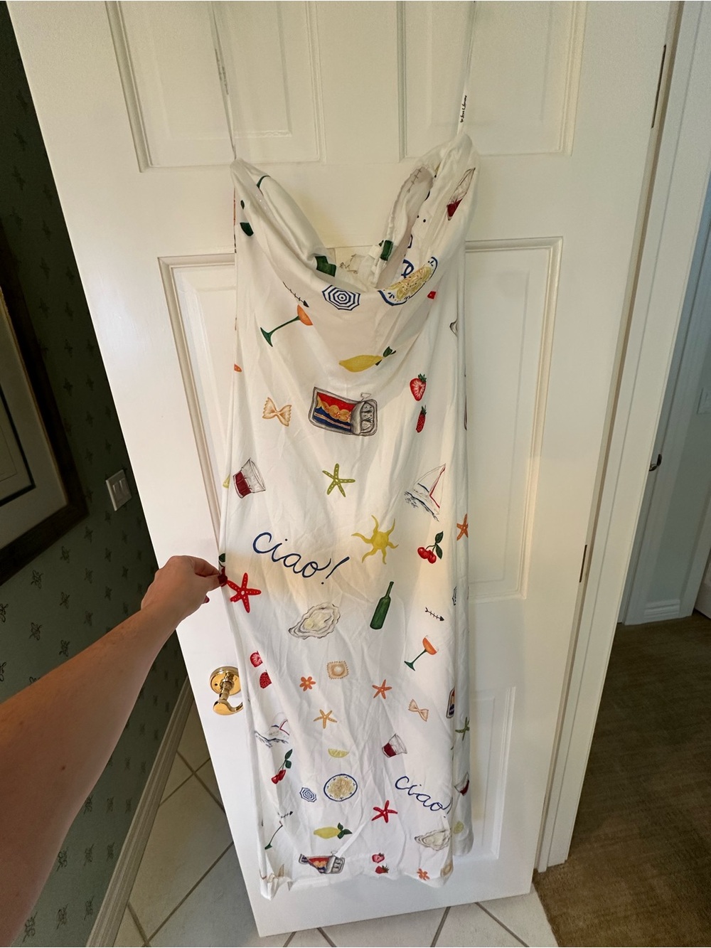 White Women’s Summer Dress with Colorful Italian Prints